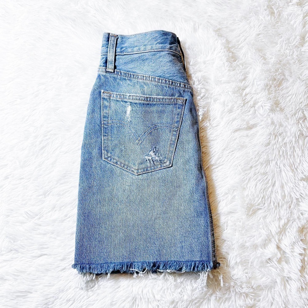 Levi's Blue Denim Button Down Distressed Jean Ski… - image 6